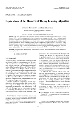 Explorations of the Mean Field Theory Learning Algorithm