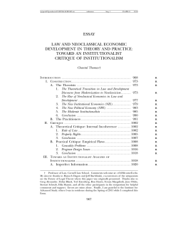 Law and Neoclassical Economic Development in Theory and Practice