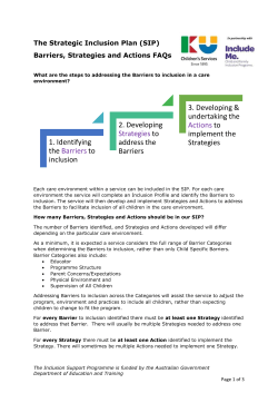1. Identifying the Barriers to inclusion 2. Developing Strategies to