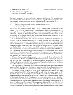 Argument or no argument? - Linguistics and English Language