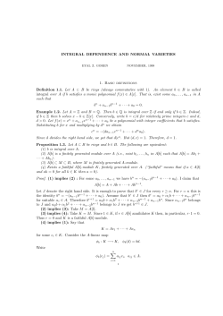 INTEGRAL DEPENDENCE AND NORMAL VARIETIES 1. Basic