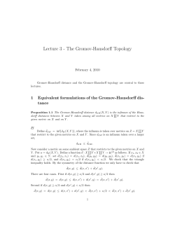 Lecture 3 - The Gromov-Hausdorff Topology