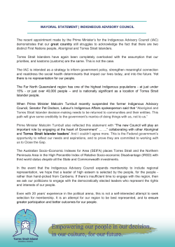 Indigenous Advisory Council - Statement