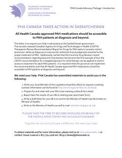 Introduction: PHA Canada takes action in Saskatchewan