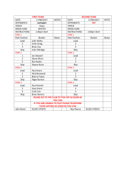 FIRST TEAM SECOND TEAM DATE 17/06/2017 NOTES DATE 17