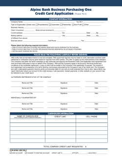 Alpine Bank Business Purchasing One Credit Card Application
