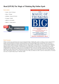 Read [EPUB] The Magic of Thinking Big Online Epub