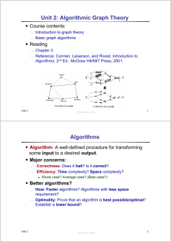 Unit 2: Algorithmic Graph Theory Algorithms