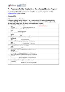 Pre-Placement Test for Applicants to the Advanced Studies Program