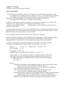 Problems on Competition in the Short and Long Run.