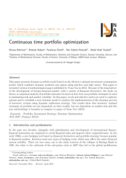 Continuous time portfolio optimization