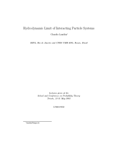Hydrodynamic Limit of Interacting Particle Systems Claudio