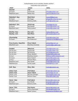 2016-17 Coaches Directory - Susquehanna Valley Central School
