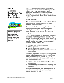 Part 4: Lobbying Regulations For Non