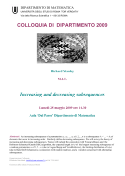 COLLOQUIA DI DIPARTIMENTO 2009 Richard Stanley M.I.T.