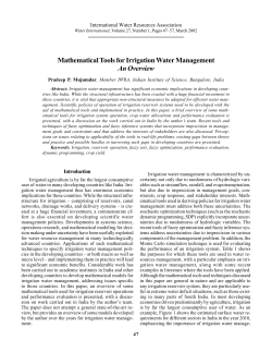 Mathematical Tools for Irrigation Water Management An Overview