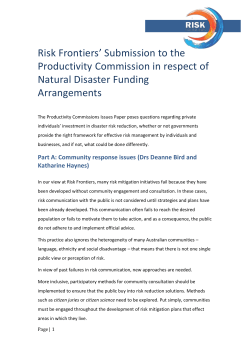 Risk Frontiers - Productivity Commission