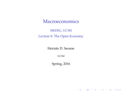 Macroeconomics MEDEG, UC3M - Lecture 8: The Open Economy