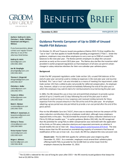 Guidance Permits Carryover of Up to $500 of Unused Health FSA