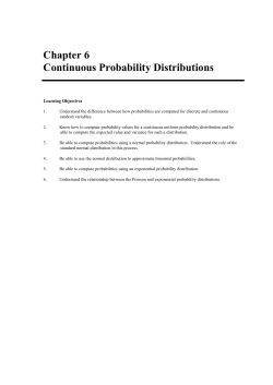 Chapter 6 Continuous Probability Distributions