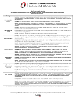 Co-Teaching Strategies - University of Nebraska Omaha