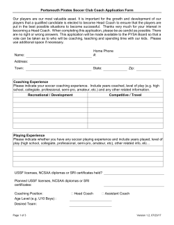Portsmouth Pirates Soccer Club Coach Application Form Besides