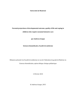 Universit&eacute; de Montr&eacute;al Parental projections of