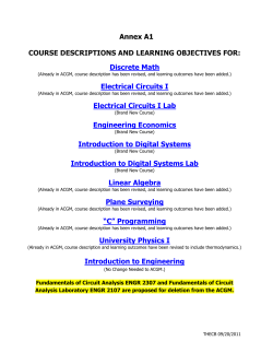 Annex A1 COURSE DESCRIPTIONS AND LEARNING