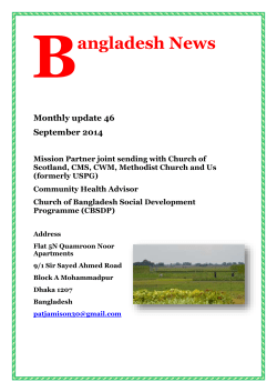 B angladesh News Monthly update 46 September 2014 Mission