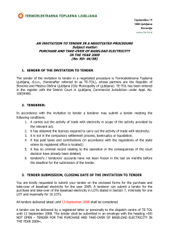 AN INVITATION TO TENDER IN A NEGOTIATED PROCEDURE