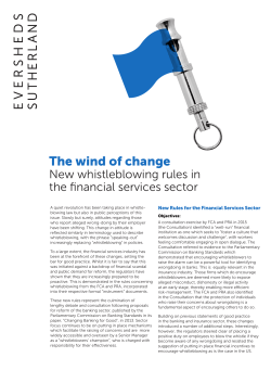 New whistleblowing rules in the financial services sector