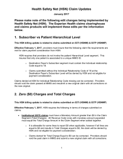 Health Safety Net (HSN) Claim Updates 1. Subscriber vs Patient