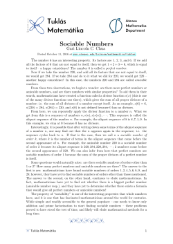 Sociable Numbers - Ateneo de Manila University