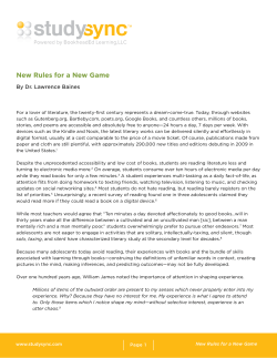 New Rules for a New Game