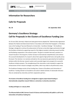 Call for Proposals in the Clusters of Excell