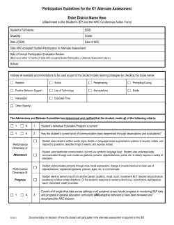 Participation Guidelines for the KY Alternate Assessment