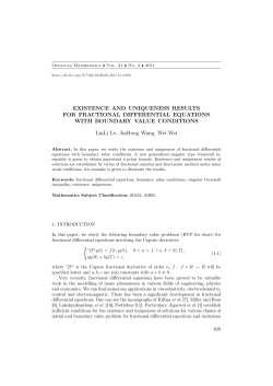 EXISTENCE AND UNIQUENESS RESULTS FOR FRACTIONAL