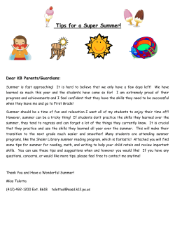 Summer Tips - Shaler Area School District