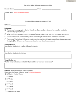 Tier 3 Individual Intervention Record &ndash; Behavior