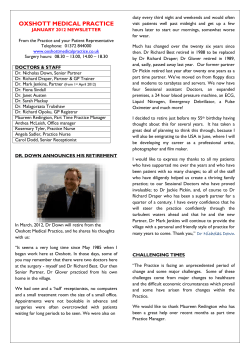 Jan 2012 - Oxshott Medical Practice
