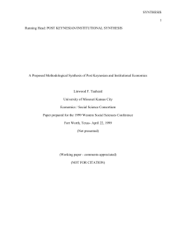 A Proposed Methodological Synthesis of Post Keynesian and