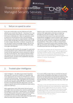 Three reasons to consider Managed Security Services