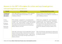 Annexe to the OFT`s Principles for online and app