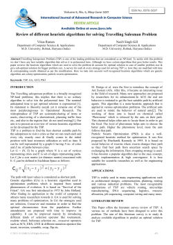 Review of different heuristic algorithms for solving Travelling
