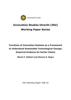 Innovation Studies Utrecht (ISU) Working Paper Series