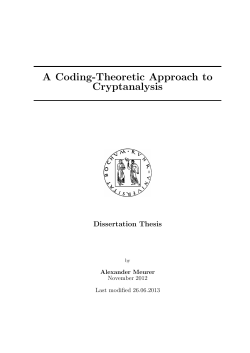 A Coding-Theoretic Approach to Cryptanalysis