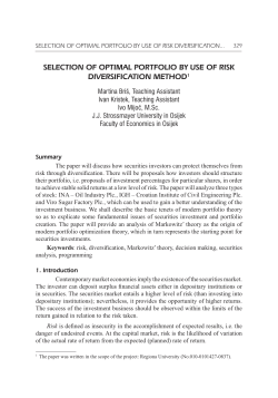 selection of optimal portfolio by use of risk diversification