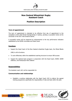 New Zealand Wheelchair Rugby Assistant Coach
