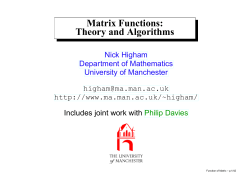Matrix Functions: Theory and Algorithms