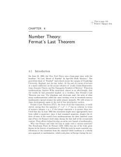 Number Theory: Fermat`s Last Theorem